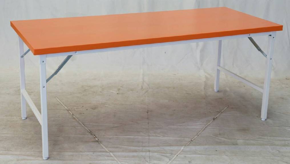 27080::MTSO::โต๊ะพับอเนกประสงค์ Top เหล็ก รุ่น MTS สีส้ม คานและขาสีขาว อีลิแกนต์ โต๊ะพับอเนกประสงค์-หน้าเหล็ก