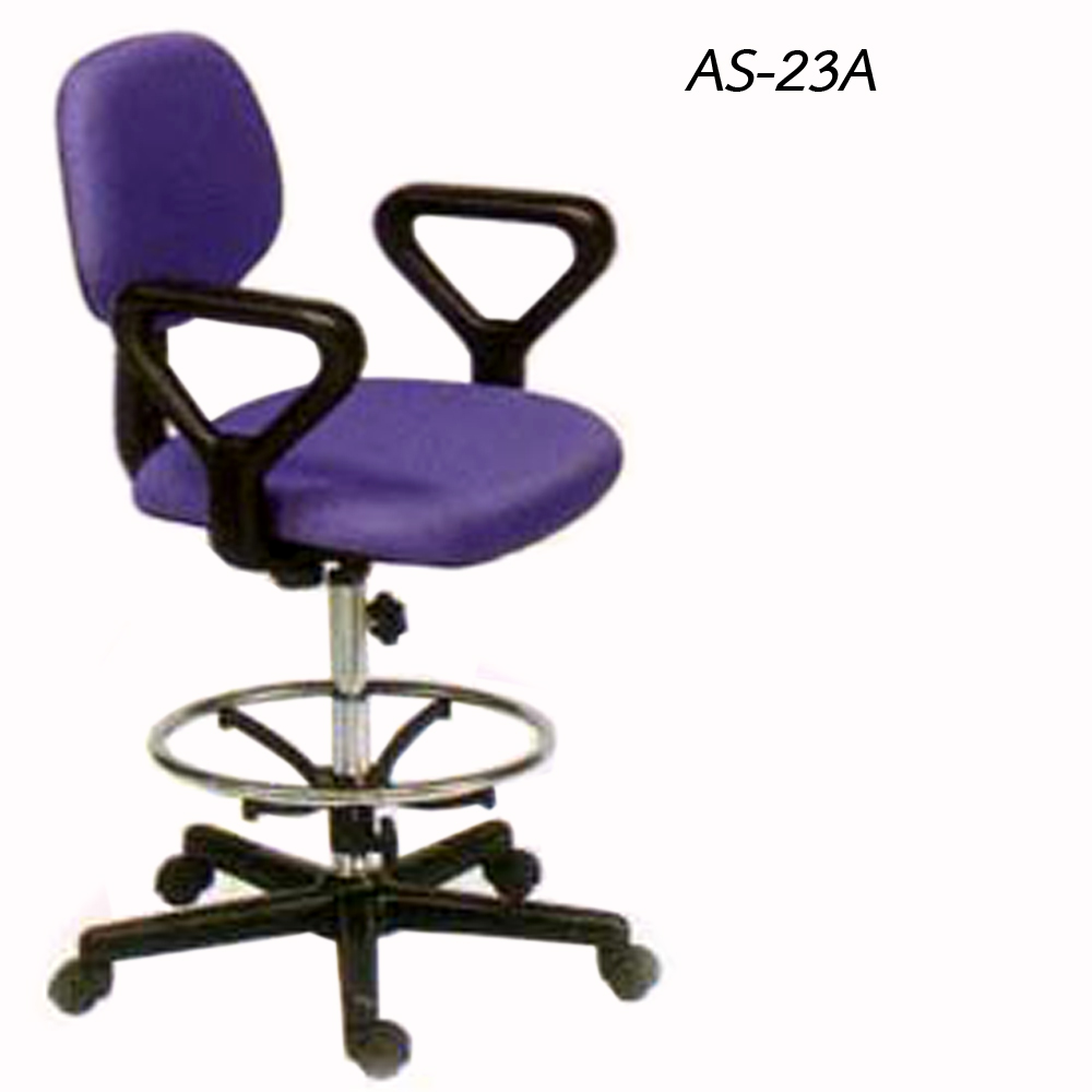 53018::AS-23A::เก้าอี้เขียนแบบ มีเท้าแขน ปรับได้ 2แบบ ปรับสูง-ต่ำโดยใช้สกรูล็อค ขาเหล็ก(สีดำ) มีเบาะหนัง PVC เก้าอี้อเนกประสงค์ asahi