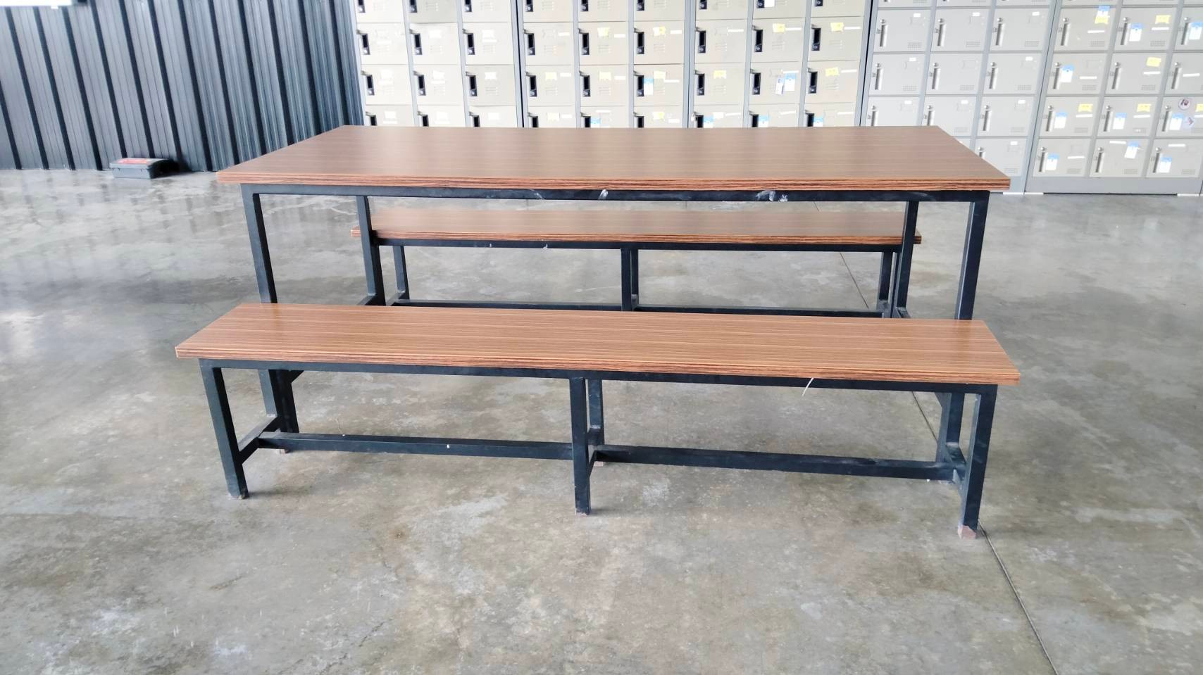 69063::DF-02-TABLE-BENCH::A Tokai canteen set with 2 benches. Table Dimension (WxDxH) cm : 182.9x76x75. Bench Dimension (WxDxH) cm : 182.9x30x43 Dining Sets