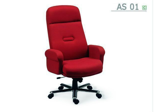 01053::AS-01::An Asahi AS-01 series executive chair with conventional tilting mechanism and adjustable screw-thread/gas lift extension. 3-year warranty for the frame of a chair under normal application and 1-year warranty for the plastic base and accessories. Dimension (WxDxH) cm : 67x79x121. Available in 3 seat styles: PVC leather, PU leather and Cotton. Executive Chairs