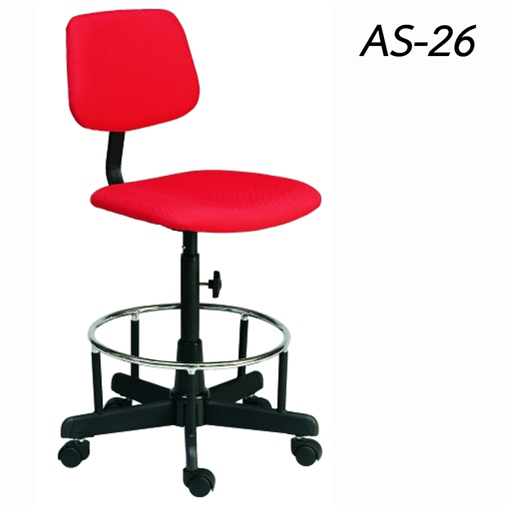 14037::AS-26::An Asahi AS-26 series multipurpose chair with black metal base, providing adjustable locked-screw extension. 3-year warranty for the frame of a chair under normal application and 1-year warranty for the plastic base and accessories. Dimension (WxDxH) cm : 45x51x101. Available in 3 seat styles: PVC Leather, PU Leather and Cotton.