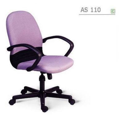 61095::AS-110::An Asahi AS-110 series office chair with black metal/fiber/aluminium base, providing adjustable screw-thread/gas lift extension. 3-year warranty for the frame of a chair under normal application and 1-year warranty for the plastic base and accessories. Dimension (WxDxH) cm : 59x60x88. Available in 3 seat styles: PVC leather, PU leather and Cotton.