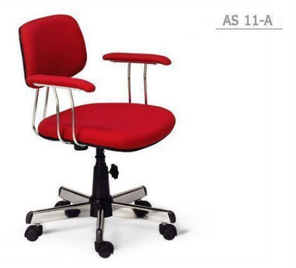 48093::AS-11A::An Asahi AS-11A series office chair with backrest tilting mechanism and adjustable locked-screw/gas lift extension. 3-year warranty for the frame of a chair under normal application and 1-year warranty for the plastic base and accessories. Dimension (WxDxH) cm : 58x51-55x80-85. Available in 3 seat styles: PVC leather, PU leather and Cotton.