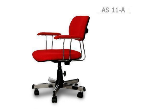 48093::AS-11A::An Asahi AS-11A series office chair with backrest tilting mechanism and adjustable locked-screw/gas lift extension. 3-year warranty for the frame of a chair under normal application and 1-year warranty for the plastic base and accessories. Dimension (WxDxH) cm : 58x51-55x80-85. Available in 3 seat styles: PVC leather, PU leather and Cotton.