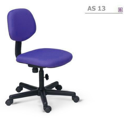 73056::AS-13::An Asahi AS-13 series office chair with backrest tilting mechanism and black metal/fiber base, providing adjustable locked-screw/gas lift extension. 3-year warranty for the frame of a chair under normal application and 1-year warranty for the plastic base and accessories. Dimension (WxDxH) cm : 45x54x83. Available in 3 seat styles: PVC leather, PU leather and Cotton.