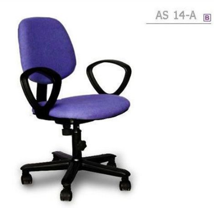 47010::AS-14A::An Asahi AS-14A series office chair with backrest tilting mechanism and black metal/fiber base, providing adjustable with locked-screw/gas lift. 3-year warranty for the frame of a chair under normal application and 1-year warranty for the plastic base and accessories. Dimension (WxDxH) cm : 60x55x86. Available in 3 seat styles: PVC leather, PU leather and Cotton.