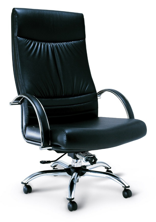 65084::MD::An Asahi MD series executive chair with conventional tilting mechanism and special size for 130 kg. 3-year warranty for the frame of a chair under normal application and 1-year warranty for the plastic base and accessories. Dimension (WxDxH) cm : 71x81x120. Available in 3 seat styles: PVC Leather, PU leather and Cotton.