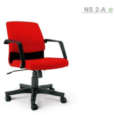 37088::NS-2A::An Asahi NS-2A series office chair with conventional tilting mechanism and black metal/plastic base. 3-year warranty for the frame of a chair under normal application and 1-year warranty for the plastic base and accessories. Dimension (WxDxH) cm : 56x62x84. Available in 3 seat styles: PVC leather, PU leather and Cotton.