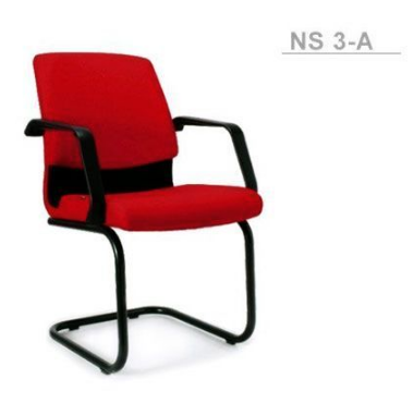 53094::NS-3A::An Asahi NS-3A series office chair with black base and armrest. 3-year warranty for the frame of a chair under normal application and 1-year warranty for the plastic base and accessories. Dimension (WxDxH) cm : 56x62x86. Available in 3 seat styles: PVC Leather, PU Leather and Cotton. Row Chairs