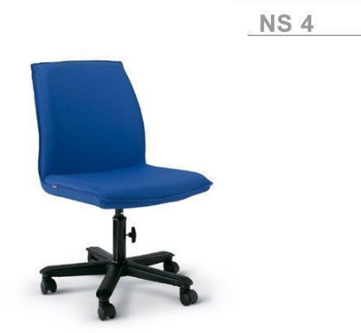 45061::NS-4::An Asahi NS-4 series office chair with fiber base, providing locked-screw extension. 3-year warranty for the frame of a chair under normal application and 1-year warranty for the plastic base and accessories. Dimension (WxDxH) cm : 49x60x86. Available in 3 seat styles: PVC leather, PU leather and Cotton.