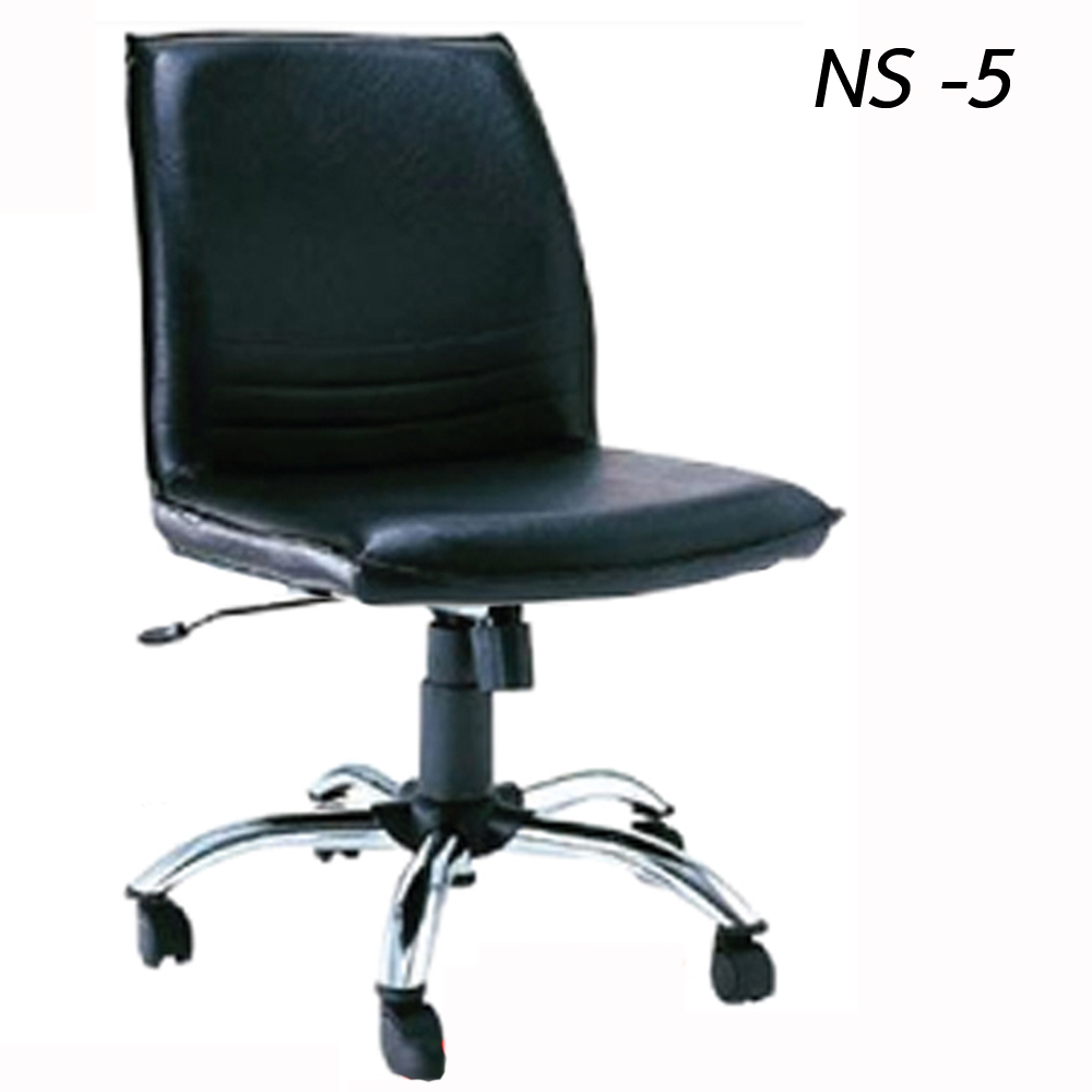 80028::NS-5::เก้าอี้สำนักงาน โยกทั้งตัว มีล้อเลื่อน 5 แฉก ขาเหล็กชุบโครเมี่ยม (ไม่มีท้าวแขน) ขนาด490x620x840มม. มีเบาะหนัง PVC,PU,และเบาะผ้าฝ้าย เก้าอี้สำนักงาน อาซาฮี