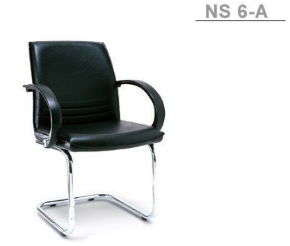 77047::NS-6A::An Asahi NS-6A series office chair with chromium base and armrest. 3-year warranty for the frame of a chair under normal application and 1-year warranty for the plastic base and accessories. Dimension (WxDxH) cm : 58x61x85. Available in 3 seat styles: PVC Leather, PU Leather and Cotton. Row Chairs