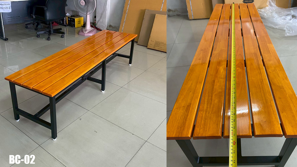 50018::BC-02::A Tokai slatted bench with painted steel frame. Dimension (WxDxH) cm : 50x183x45 Accessories