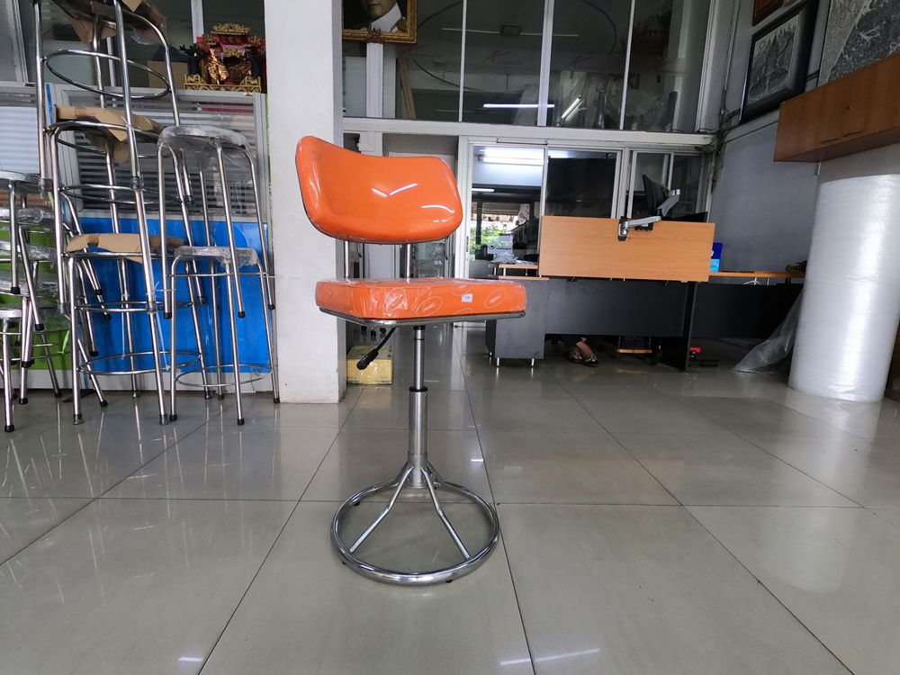 08090::179B::An elegant bar stool with PVC leather/cotton seat and chrome/black steel base. Dimension (WxDxH) cm : 45x45x41 Elegant Bar Stools