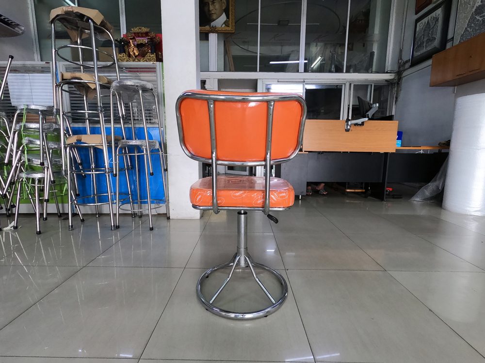 08090::179B::An elegant bar stool with PVC leather/cotton seat and chrome/black steel base. Dimension (WxDxH) cm : 45x45x41 Elegant Bar Stools