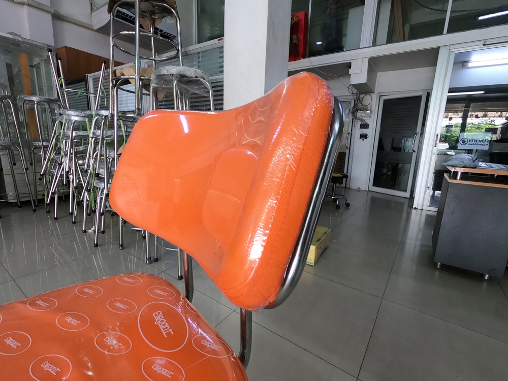 08090::179B::An elegant bar stool with PVC leather/cotton seat and chrome/black steel base. Dimension (WxDxH) cm : 45x45x41 Elegant Bar Stools