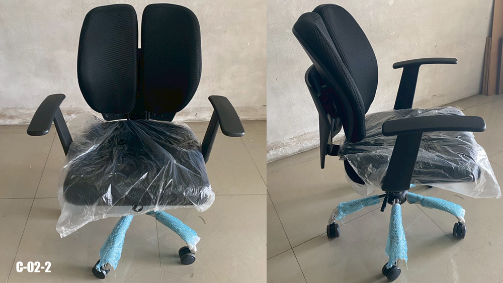 59089::C-02-2::เก้าอี้สำนักงานเพื่อสุขภาพ ตัววัสดุเมมเบอรี่โฟมและยางพาราหุ้มด้วย ขาเหล็กชุบโครเมี่ยม ล้อPU โช๊คแก๊สไฮโดรลิค ขนาด ก660xล570xส930-1000มม. CL เก้าอี้สำนักงาน