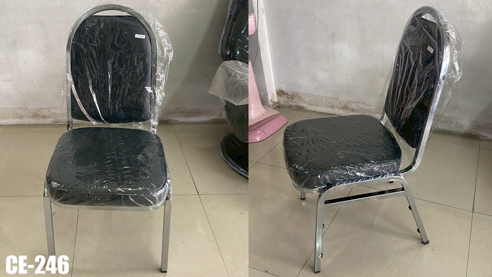 87019::CE-246::เก้าอี้ห้องประชุม หุ้มเบาะหนังPVC,หุ้มเบาะหนังPU,หุ้มเบาะผ้าฝ้าย ขาเหล็ก(สีโครเมียม)  เก้าอี้จัดเลี้ยง asahi