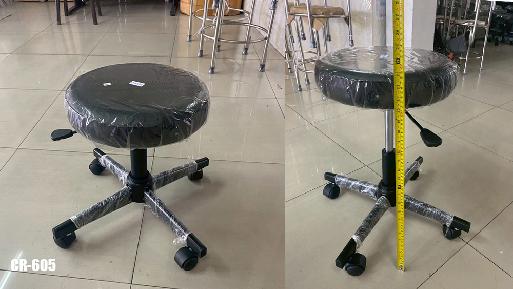 60091::CR-605::stool เก้าอี้บาร์ ปรับสูง-ต่ำโดยใช้โชคแก๊สและใช้สกรูล็อค หุ้มเบาะหนังPVC,หุ้มเบาะหนังPU,หุ้มเบาะผ้าฝ้าย ขาเหล็ก มีล้อ  เก้าอี้สตูล asahi