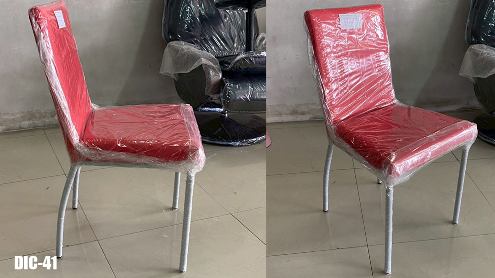 18094::DIC-41::เก้าอี้อาหารขนาด ก440xล520xส850มม.  โครงพ่นสีเทา หุ้มหนังเทียมPVC   เก้าอี้อาหาร MASS