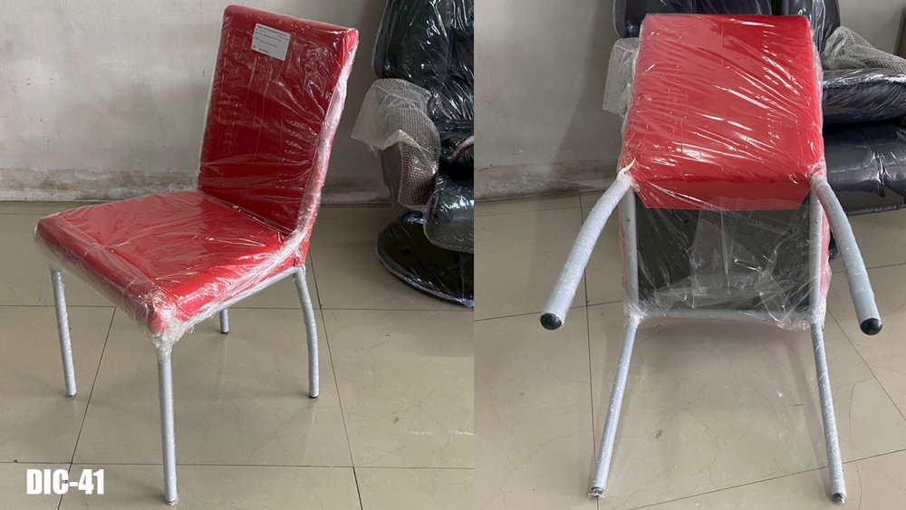 18094::DIC-41::เก้าอี้อาหารขนาด ก440xล520xส850มม.  โครงพ่นสีเทา หุ้มหนังเทียมPVC   เก้าอี้อาหาร MASS