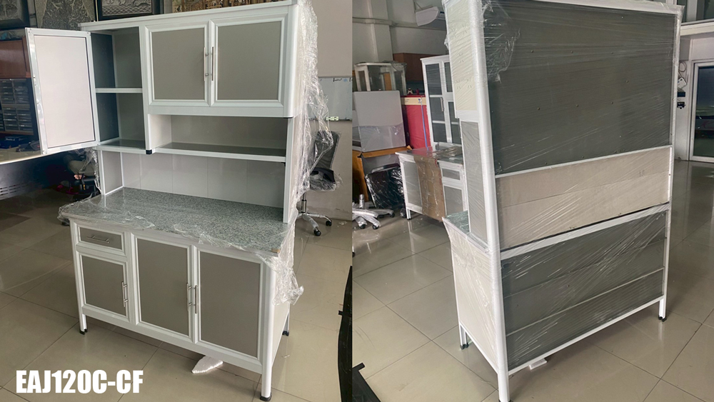21066::EAJ120C(เจียร์ขอบ)::ตู้ครัวเรียบ 1.20 เมตร ท็อปหินแกรนิตแท้ เจียร์ขอบ ขนาด ก1230xล580xส1870 มม. รุ่น Exit มีลายกระเบื้องให้เลือก 3 ลาย ลายแม่ครัว,ลายพ่อครัว,ลายกราฟฟิก มือจับสแตนเลส หน้าบานแบบกระจกขลิปอลูคอมโพสิต ตู้กระเบื่องอลูมิเนียม ครัวไทย