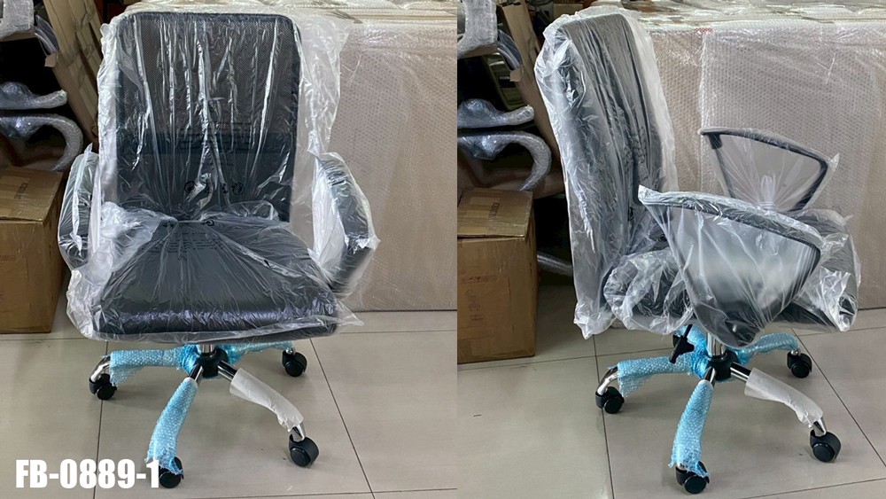 93066::FB-0889-1::เก้าอี้สำนักงาน พนักพิงโครงเหล็กหุ้มผ้าตาข่าย เบาะฟองน้ำหุ้มตาข่าย ท้าวแขนเหล้กชุบโครเมี่ยมและพลาสติก ขาเหล็กชุบโครเมี่ยม ล้อ PV ขนาด ก600xล600xส1050มม.***สินค้ารับประกัน 1 ปี *** เก้าอี้สำนักงาน