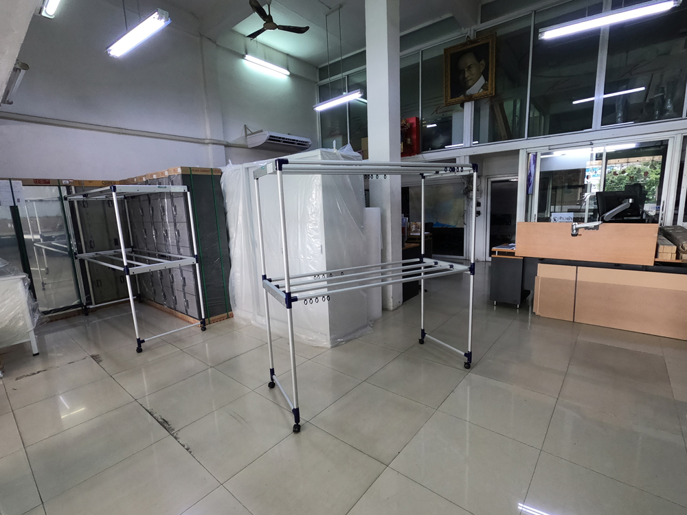 16026::HRA-15008(ราวตากผ้าอลูมิเนียม150ซม.)::ราวตากผ้าอลูมิเนียม 1.5 ม. ขนาด 60x150x162 ซม. น้ำหนัก 6.01 กก. สีน้ำเงิน,สีส้ม,สีเขียว ราวอลูมิเนียม Sanki