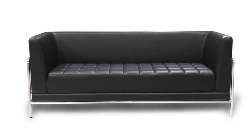 52077::BERRY-1::An Itoki modern sofa for 3 persons with cotton/PVC leather seat. Dimension (WxDxH) cm : 188x71x75. Available in Black