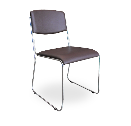 36062::TK-53::An Itoki row chair with PVC leather seat and chrome base. Dimension (WxDxH) cm : 43x57x90