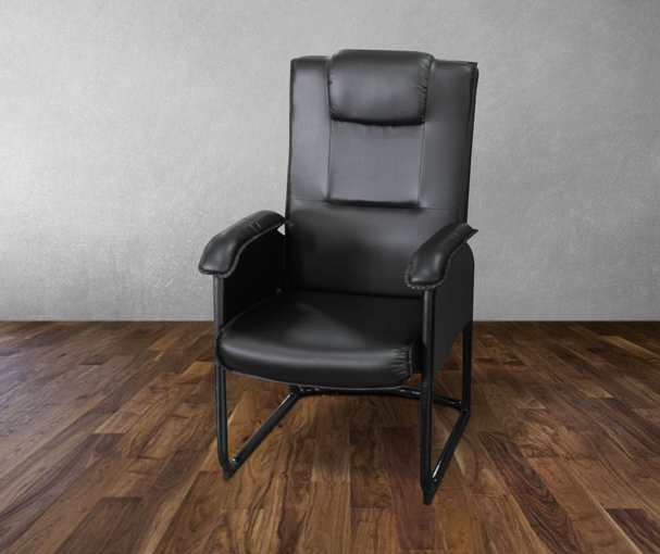 78022::PENTIUM::An Itoki armchair with PVC leather seat and black painted frame. Dimension (WxDxH) cm : 60x69-104x100. Available in 4 colors: Blue, Pink, Green and Orange
