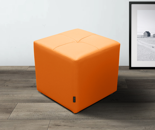 75018::BOX::An Itoki stool with PVC leather/cotton seat. Dimension (WxDxH) cm : 45x50x43. Available in 4 colors: White, Red, Orange and Yellow