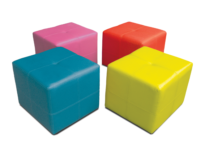 75018::BOX::เก้าอี้สตูล ทรงลูกเต๋า ฝ้าฝ้าย,หนังเทียม มีสีขาว,แดง,ส้ม,เหลือง ขนาด ก450xล500xส430 มม. เก้าอี้สตูล ITOKI