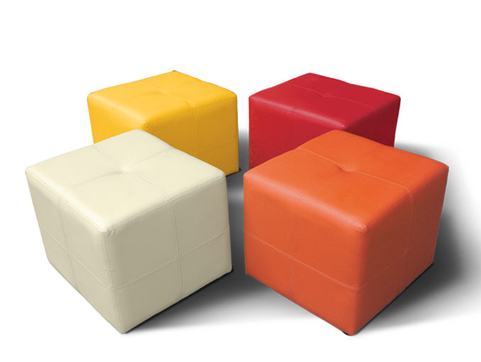 75018::BOX::เก้าอี้สตูล ทรงลูกเต๋า ฝ้าฝ้าย,หนังเทียม มีสีขาว,แดง,ส้ม,เหลือง ขนาด ก450xล500xส430 มม. เก้าอี้สตูล ITOKI