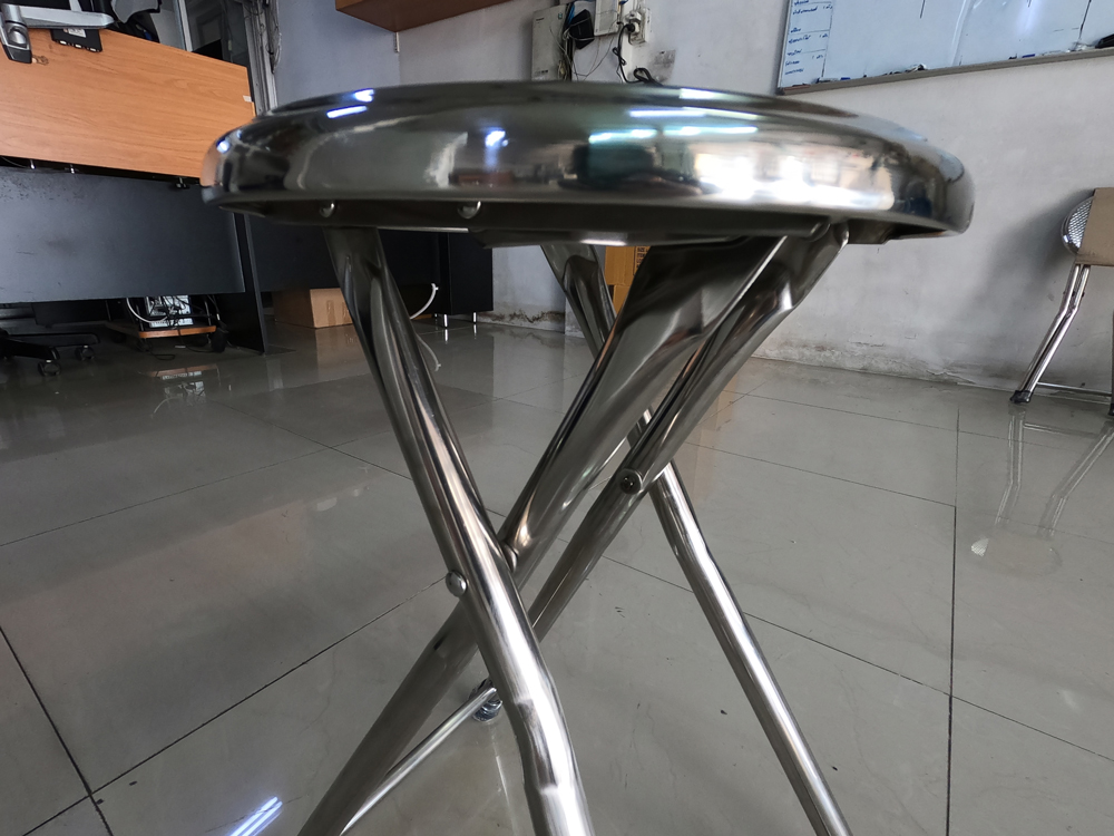 77098::JK-150::A JK stainless steel chair with chrome plated base. Dimension (WxDxH) cm: 32x40x50