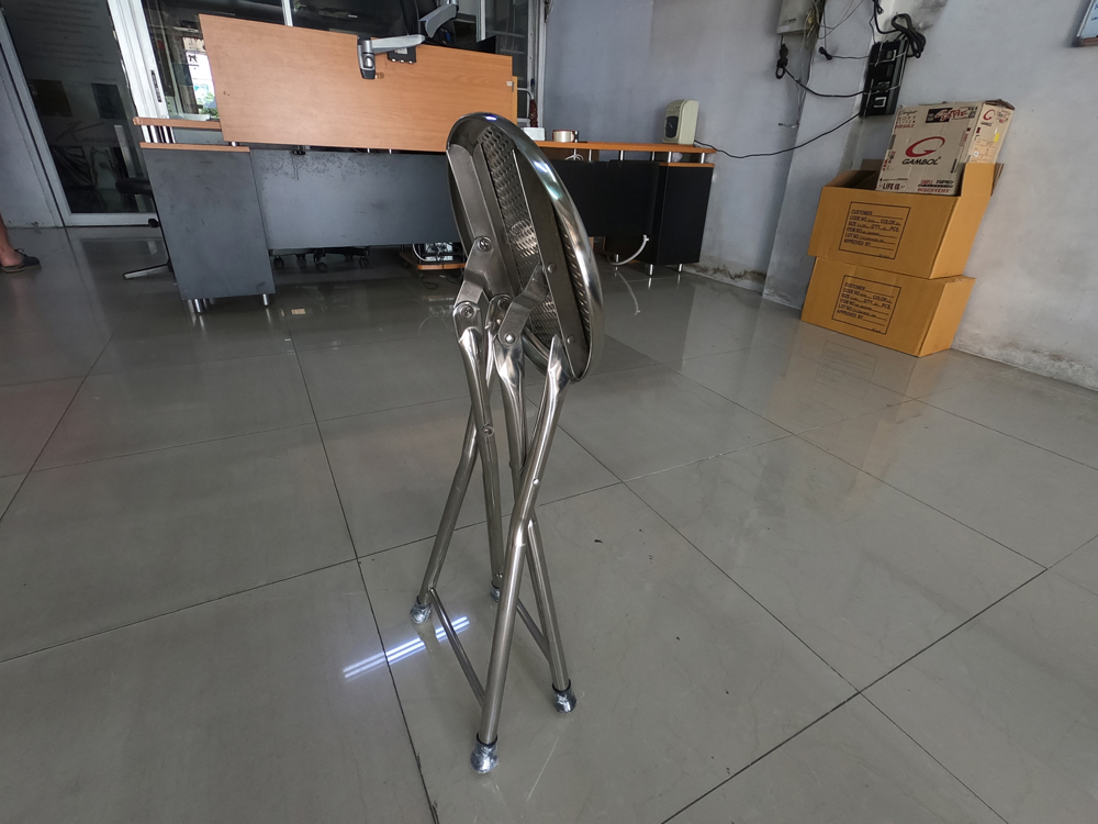 77098::JK-150::A JK stainless steel chair with chrome plated base. Dimension (WxDxH) cm: 32x40x50