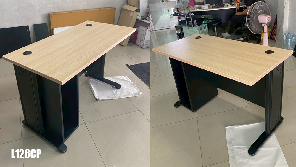 54046::L126CP::โต๊ะคอมพิวเตอร์120ซม.พร้อมที่วาง CPU ขนาด W1200xD600xH750 mm. สีไวด์โอ๊ค,สีเชอร์รี่ เพรสซิเด้นท์ โต๊ะทำงานขาเหล็ก ท็อปไม้