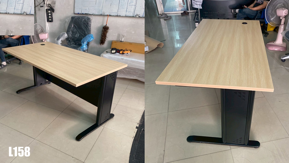 70037::L158::โต๊ะทำงานโล่ง150ลึก80ซม. ขนาด W1500xD800xH750 mm. สีไวด์โอ๊ค,สีเชอร์รี่ เพรสซิเด้นท์ โต๊ะทำงานขาเหล็ก ท็อปไม้