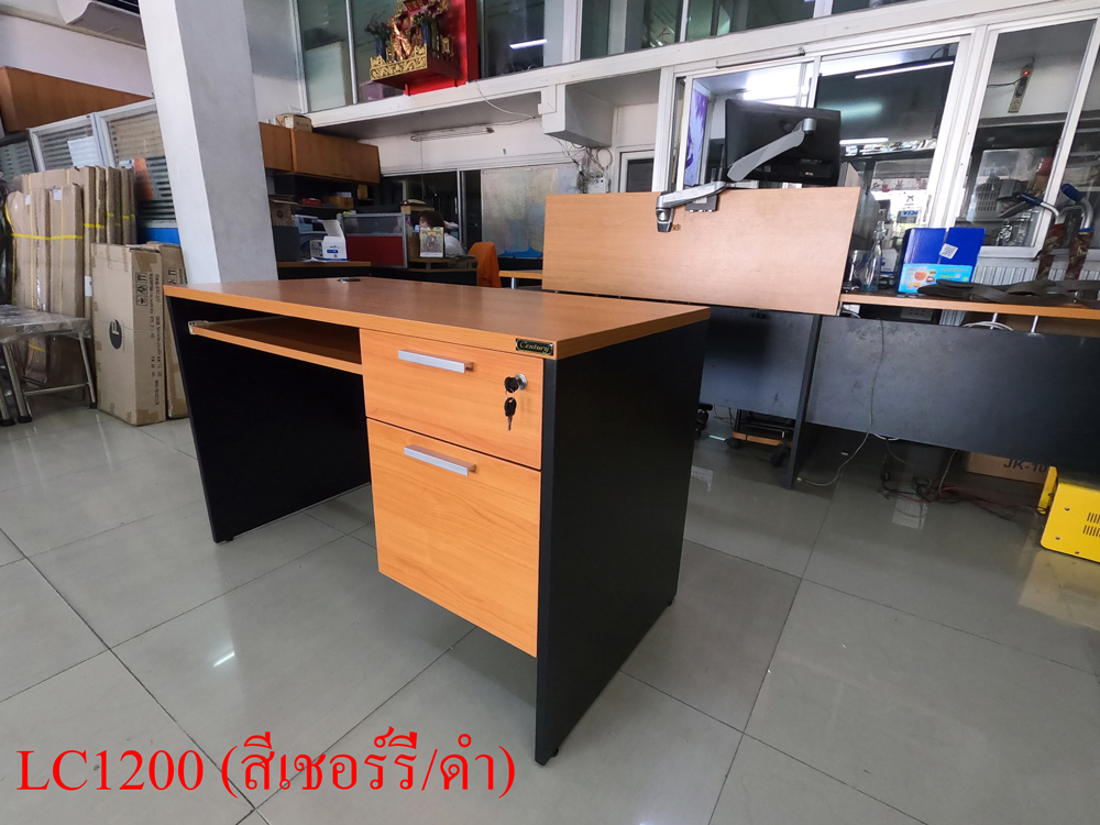 39039::LC1200::โต๊ะคอมพิวเตอร์ 120 ซม 2ลิ้นชัก ขนาด W1200xD600xH750 mm. สีไวด์โอ๊ค/ดำ,สีเชอร์รี่/ดำ  เพรสซิเด้นท์ โต๊ะสำนักงานเมลามิน เพรสซิเด้นท์ โต๊ะสำนักงานเมลามิน