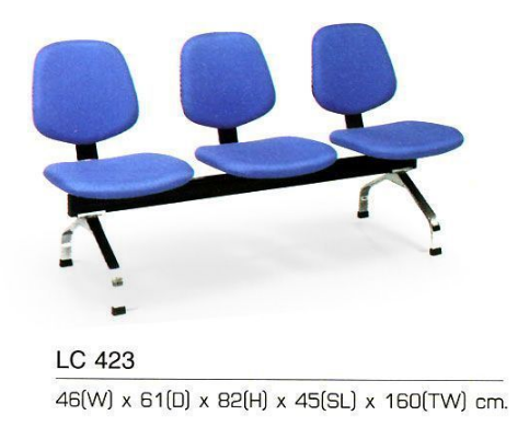 24080::LC-423::เก้าอี้แถว lobby ไม่มีท้าวแขน 3 ที่นั่ง เบาะ2ชิ้น หุ้มเบาะหนังPVC,หุ้มเบาะหนังPU,หุ้มเบาะผ้าฝ้าย เก้าอี้รับแขก asahi