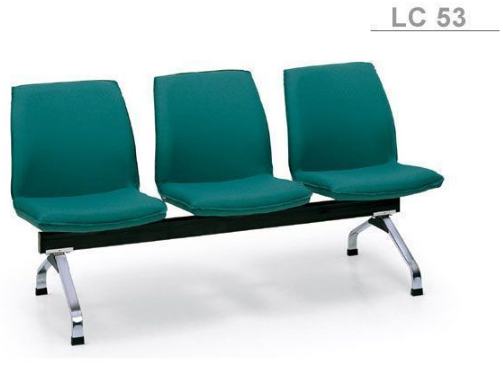 54019::LC-53::An Asahi LC-53 series row chair with 3 seats. 3-year warranty for the frame of a chair under normal application and 1-year warranty for the plastic base and accessories. Dimension (WxDxH) cm : 163x64x82. Available in 3 seat styles: PVC Leather, PU Leather and Cotton.