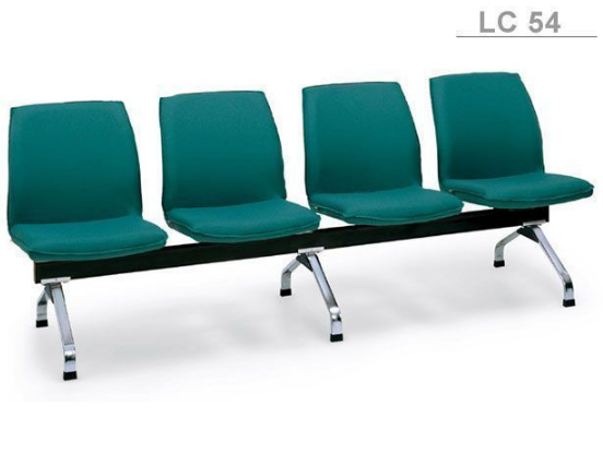 33072::LC-54::An Asahi LC-54 series row chair with 4 seats. 3-year warranty for the frame of a chair under normal application and 1-year warranty for the plastic base and accessories. Dimension (WxDxH) cm : 220x64x82. Available in 3 seat styles: PVC Leather, PU Leather and Cotton.