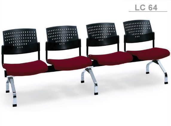 16097::LC-64::เก้าอี้แถว 4 ที่นั่ง ไม่มีท้าวแขน มีเบาะหนัง PVC,PU,และเบาะผ้าฝ้าย เก้าอี้รับแขก asahi