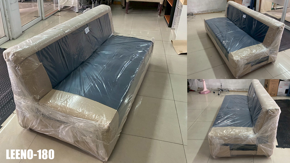 85012::LEENO::An Itoki modern sofa with cotton/PVC leather seat. Dimension (WxDxH) cm : 160/180/190x83x73 ITOKI SOFA BED