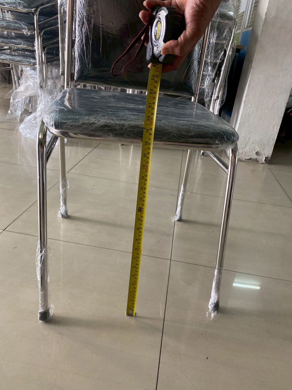 17048::SPD-5052A::เก้าอี้จัดเลี้ยง ขาสแตนเลส ขนาด ก500Xล520Xส930 มม. ที่นั่งกับพนักพิงหุ้มเบาะ ขาโครงท่อกลมสแตนเลส 3/4 นิ้ว เกรด 201 หนา 1 มม. เอสพีดี เก้าอี้สแตนเลส