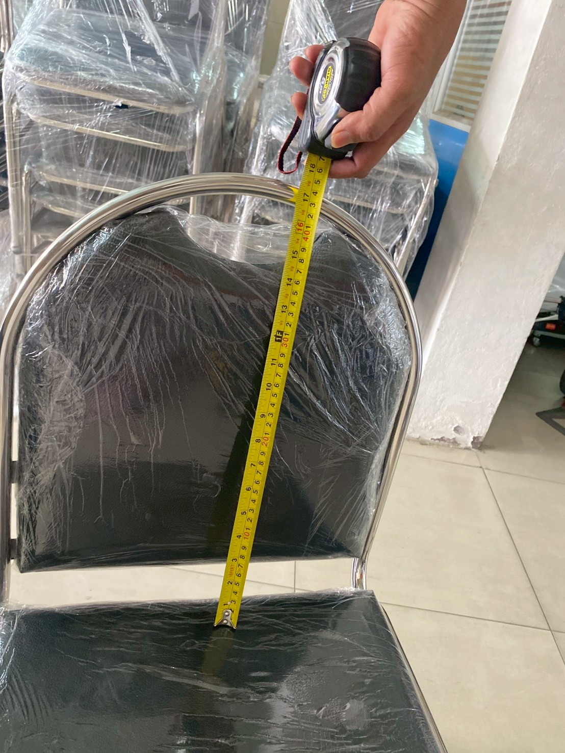 17048::SPD-5052A::เก้าอี้จัดเลี้ยง ขาสแตนเลส ขนาด ก500Xล520Xส930 มม. ที่นั่งกับพนักพิงหุ้มเบาะ ขาโครงท่อกลมสแตนเลส 3/4 นิ้ว เกรด 201 หนา 1 มม. เอสพีดี เก้าอี้สแตนเลส