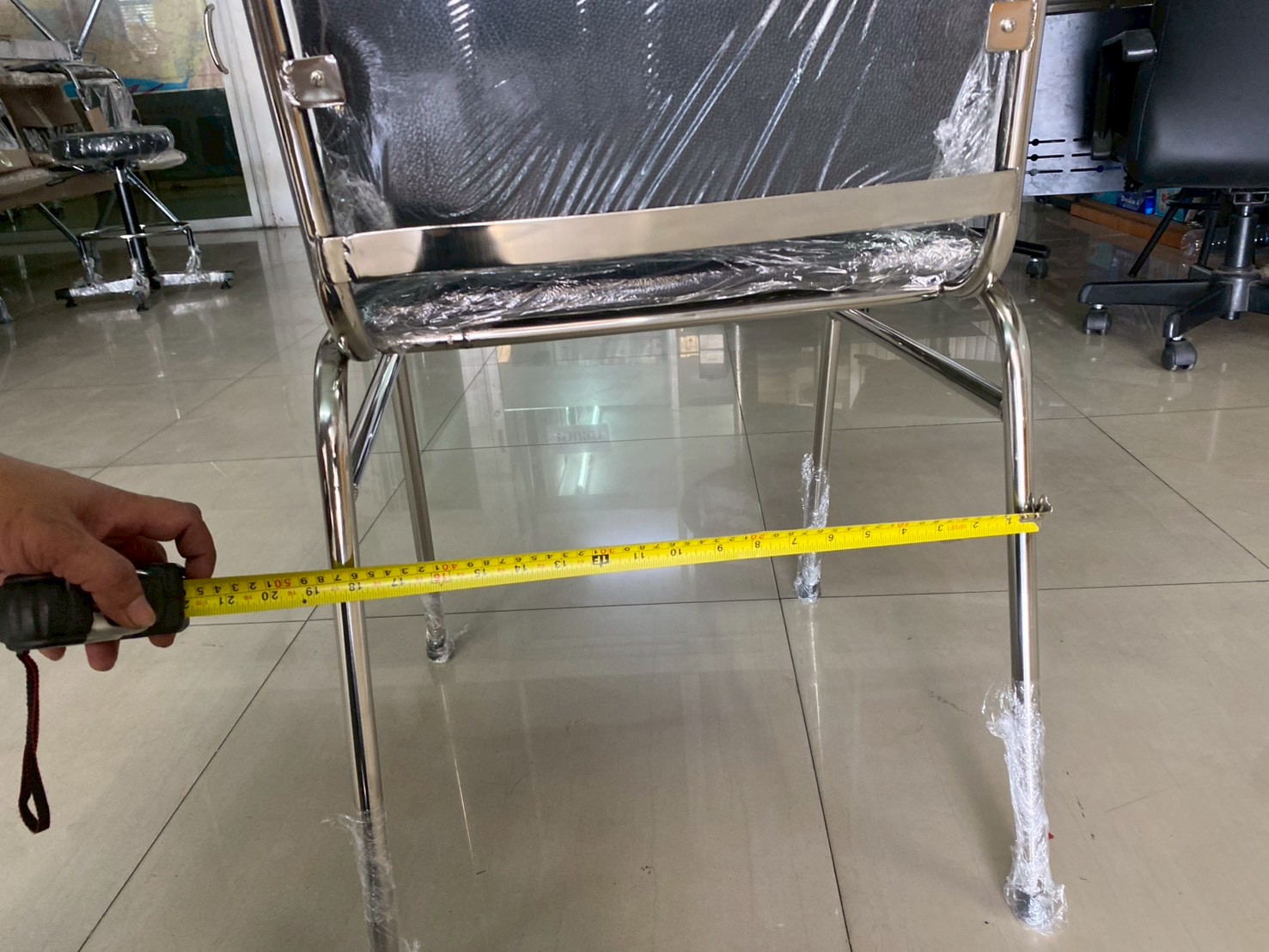 17048::SPD-5052A::เก้าอี้จัดเลี้ยง ขาสแตนเลส ขนาด ก500Xล520Xส930 มม. ที่นั่งกับพนักพิงหุ้มเบาะ ขาโครงท่อกลมสแตนเลส 3/4 นิ้ว เกรด 201 หนา 1 มม. เอสพีดี เก้าอี้สแตนเลส