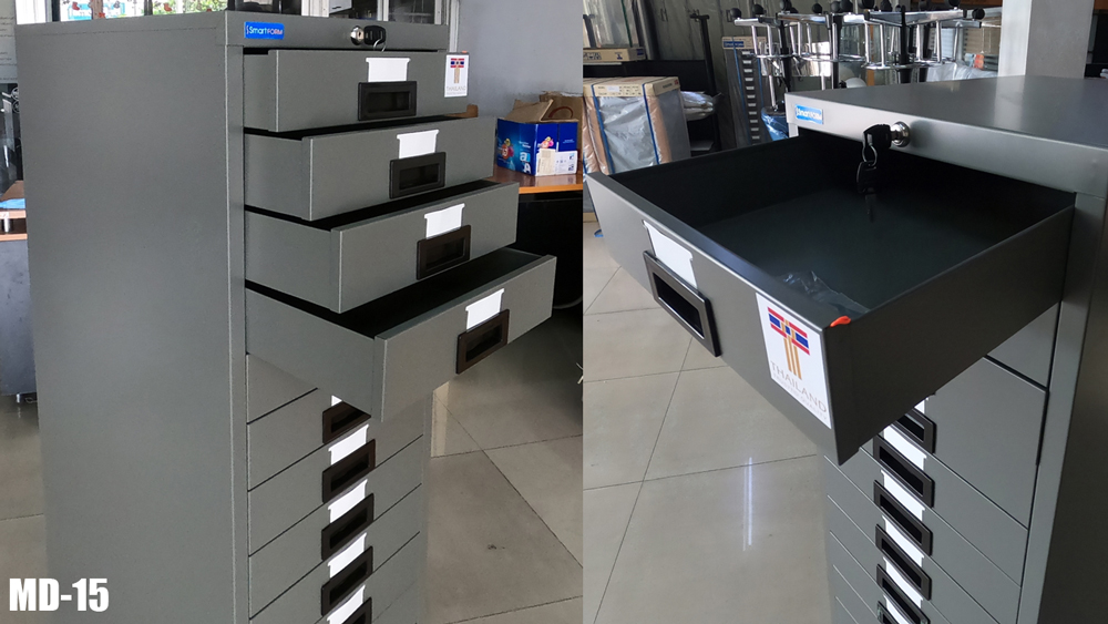 39039::MD-15::A Smart Form steel cabinet with 15 drawers. Dimension (WxDxH) cm : 37.5x46.2x132. Available in Bureau Grey and Light Grey Metal Cabinets