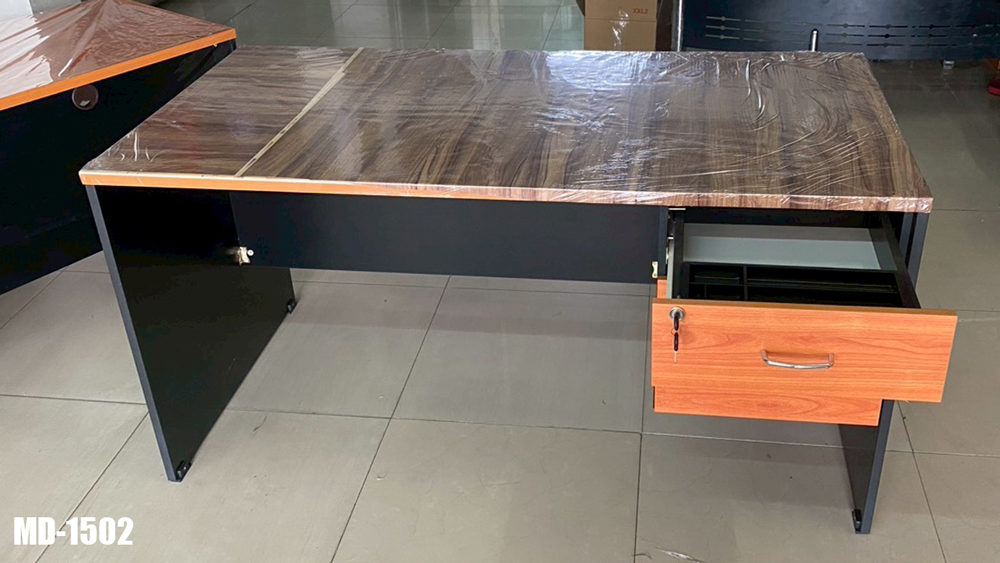 37054::MD-1502::โต๊ะทำงานเมลามีน2ลิ้นชัก ขนาด150x75x75Cm. โต๊ะสำนักงานเมลามิน พีเอสพี
