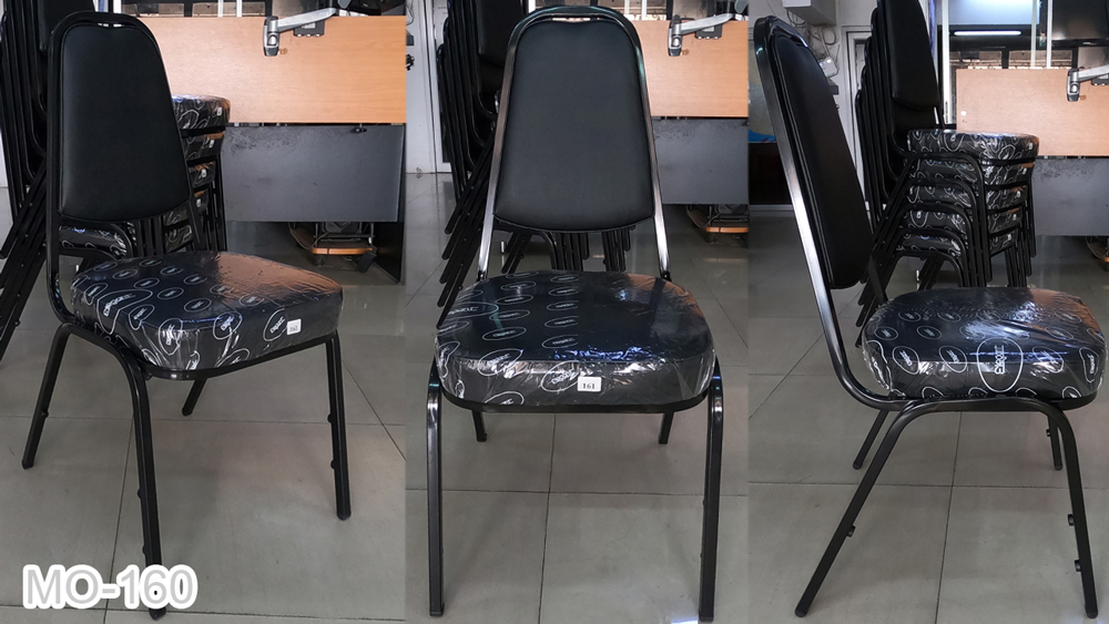 66044::MO-160::เก้าอี้จัดเลี้ยงเบาะ  สีกรม,ตาล,ดำ,ฟ้า ขาพ่นสีดำ เก้าอี้จัดเลี้ยง Elegant